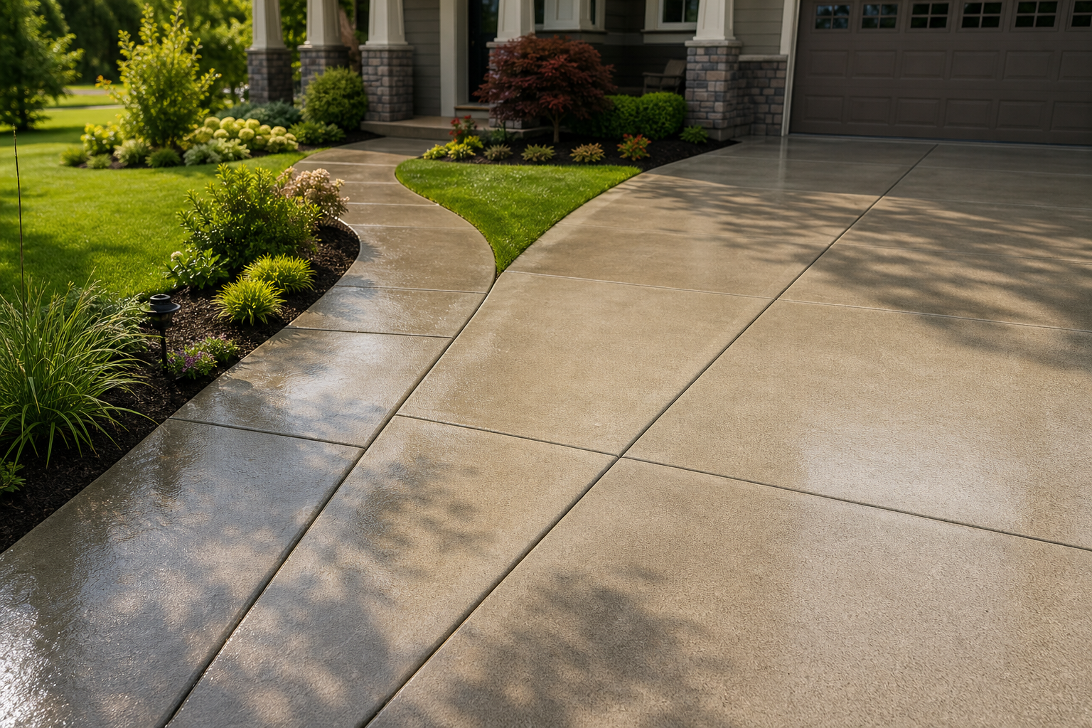 Clean driveway and walkway after pressure washing